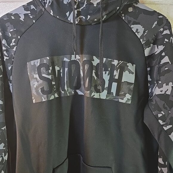 Nike Therma Fit Black Camo Swoosh Hoodie Mock Neck Men's Size Medium - Picture 2 of 5